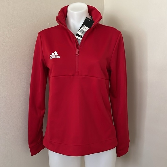 (NWT) Adidas Aeroready Women’s 1/4 Zip Pullover in Red, Small - Picture 3 of 17